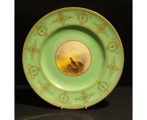 A Royal Worcester cabinet plate, Partridges, signed James Stinton, 27cm diameter 