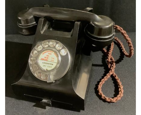 A  G.P.O black Bakelite rotary dial telephone, Model 332F 