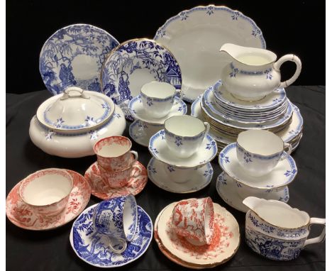 A Royal Crown Derby Grenville pattern part dinner service, printed marks;  Mikado and other tea ware, qty 
