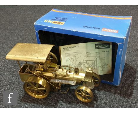 A Wilesco D36 MS brass traction engine, boxed. 