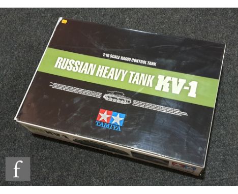 A Tamiya 56028 1:16 scale Russian Heavy Tank KV-1 radio control model kit, boxed. 