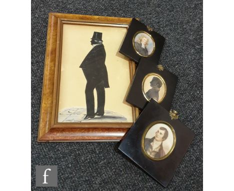 ENGLISH SCHOOL (MID 19TH CENTURY) - Portrait of a young cleric, miniature portrait on ivory, signed with monogram 'L.M.', ova