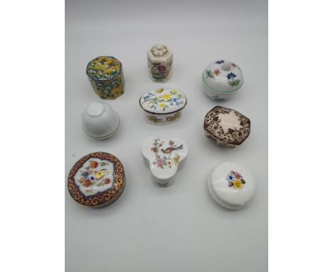 A collection of porcelain lidded trinket boxes to include names such as Mason's, Palissy &amp; Kaiser 