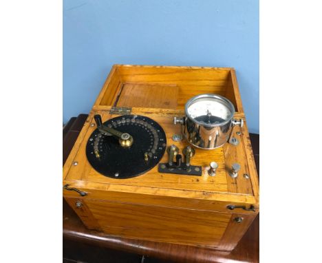 Schall &amp; Son Ltd London medical instrument within a light oak carry case. 