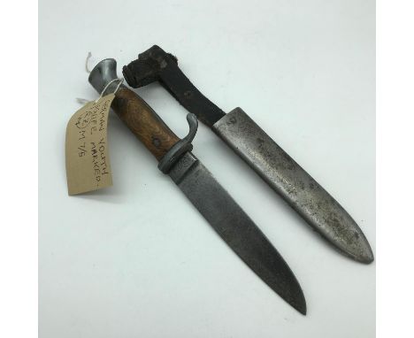 German Nazi youth knife with scabbard. Blade marked RZ M7/5. 