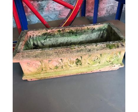 A large concrete antique trough planter (24x69x34cm) 