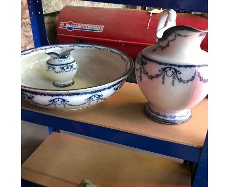 A Victorian pitcher, bowl &amp; small vase 