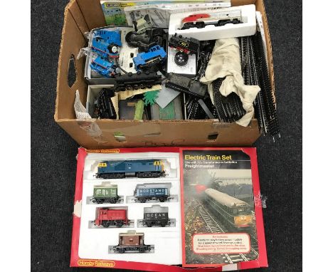 A Collection of Hornby train models includes Thomas the tank engines, Electric train set, Power packs and loose track. Also i
