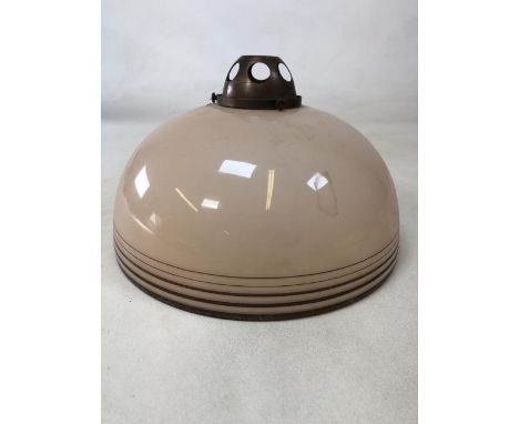 A 1930s pink glass pendant lamp shade with painted detail to edge W:26cm x H:16cm