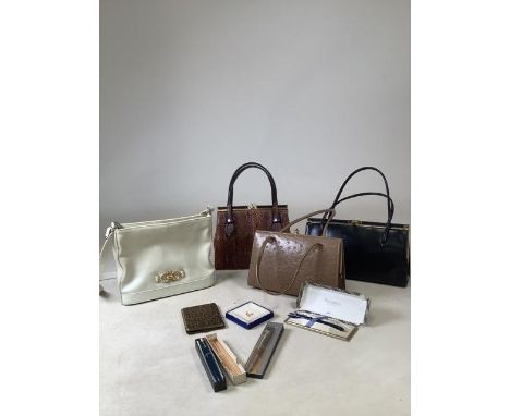 Collection of vintage handbags and accessories. To include Freedex leather handbag, Jane Shilton and Holmes hand bags.with bo