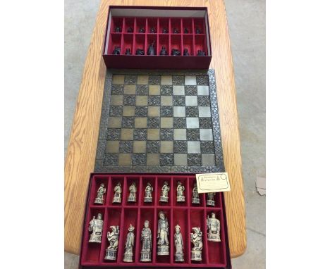 A complete Mandarin chess set with chess board. W:46cm x H:46cm
