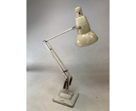 A vintage two step square base angle poise lamp by Herbert TerryH:88cm fully extended W: 15cm