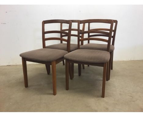 G PLAN, E GOMME set of four mid century ladder back dining chairs. W:49cm x D:46cm x H:80cm