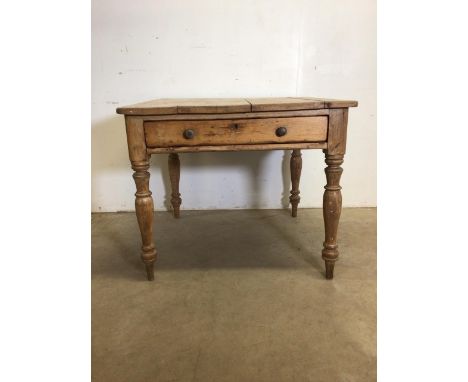 G.W.R railway ticket table, Victorian pine. Ticket drawer to front stamped G.W.R verso. W:90cm x D:91cm x H:77cm