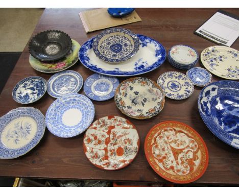 Vintage plates, meat plates, blue &amp; white china plates