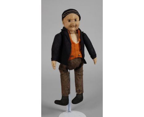 Filzkopfpuppe als BauerCharakterpuppe in Steiff-Manier, um 1910/20, ungemarkt, hart holzwollegestopft, feststehender Filzkopf
