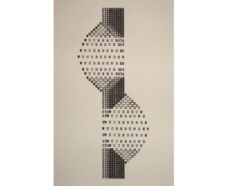 Ruth Wolf-Rehfeldt, Typewriting "Wucherungen"aus Schreibmaschinentypen zusammengesetzte Graphik, hierzu schreibt Ingeborg Rut