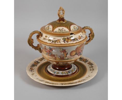 Villeroy &amp; Boch Zwergenbowleum 1900, Entwurf wohl Heinrich Schlitt, Prägemarke V &amp; B Mettlach, Modellnummer 2339, Dek