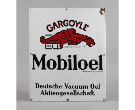 Emailleschild Gargoyle1930er Jahre, gemarkt Pyro-Email sowie Boos &amp; Hahn Ortenberg - Baden, hochrechteckiges planes Schil