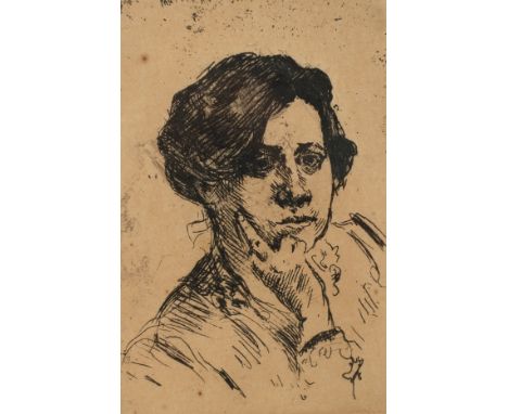 Prof. Lovis Corinth, FrauenbildnisPortrait einer Frau mit aufgestütztem Kopf und zum Betrachter gerichtetem Blick (wohl Bildn