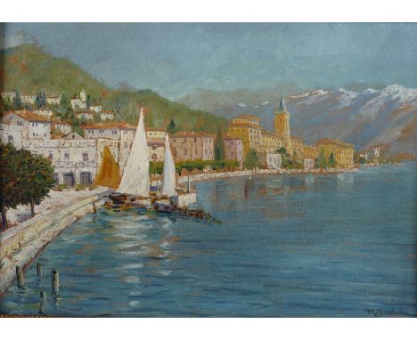 Rudolf Andree, "Gardone-Riviera (Gardasee)"sommerliche Ansicht des italienischen Städtchens Gardone-Riviera am Westufer des G