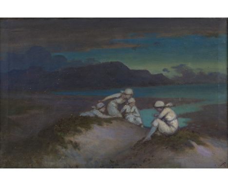 George Russell AE (1867-1935)Figures in the DunesOil on canvas, 53 x 80cm (20¾ x 31½'')Signed 'AE'George Russell grew up in L