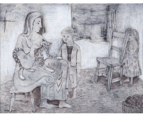 Gerard Dillon (1916-1971)The VisitorGouache and ink, 24 x 32cm (9½ x 12½'')SignedProvenance: Artist's family by descent This 