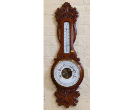 Late Victorian oak aneroid barometer Condition report: see terms and conditions