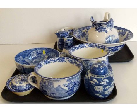 Minton blue and white wash/toilet set, together with other blue and white ware by George Jones, Copeland Spode Condition repo