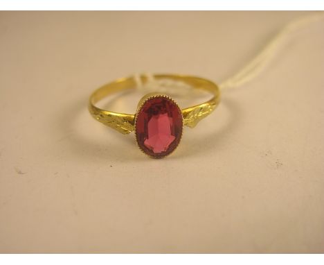 A 19th century French yellow gold solitaire spinet ring 