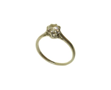 A diamond single stone ring, the brilliant cut diamond within an eight claw setting with tapered shoulders, estimated diamond