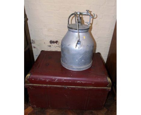 Red tin trunk with brass fittings and milk bucket (Andrew Storrar) Condition reports are not available for Interiors sales.