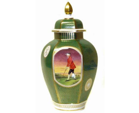 Spode Hand Painted Golf Series Edinburgh Golfers hexagonal vase number 22 /250 Condition reports are not available for Interi