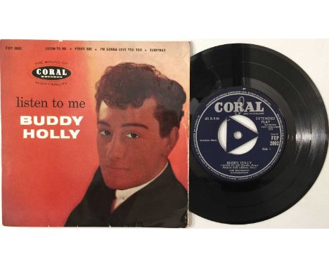 BUDDY HOLLY - LISTEN TO ME EP 7" (ORIGINAL UK 'NO GLASSES' RELEASE - FEP 2002). The ever-collectable 'Listen To Me' original 