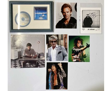 Signed items: an LP - Don Henley - I Can't Stand Still signed by Don Henley. 8x10" photos signed by: Sting, Steven Tyler, Ali