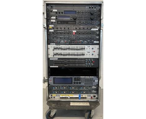 A flight case on casters with rack mounted equipment.To include: DOD RTA Series 2 Real Time Audio Analyser, TC Electronic M-O