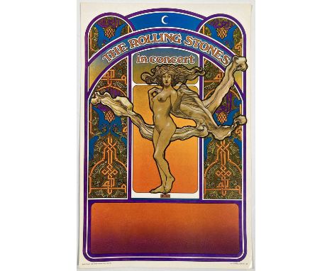 A blank concert poster printed by Tea Lautrec litho in 1969 for Rolling Stones concert dates. Measures 35.5 x 55cm. NM condit