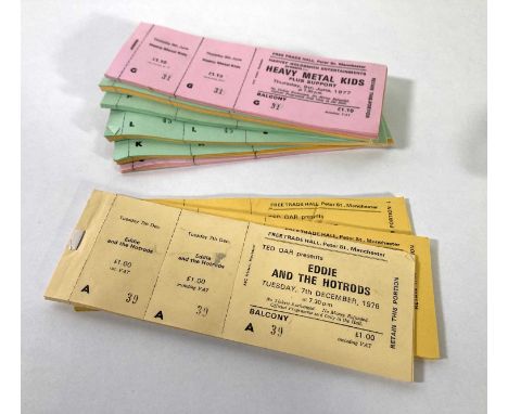 A collection of partial ticket books, with approximately 189 complete, untorn and unused tickets for Heavy Metal Kids at the 