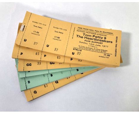 A collection of partial ticket books, with approximately 179 complete, untorn and unused tickets for Tom Petty and the Heartb