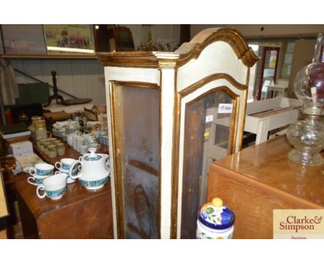 A green and gilt decorated china display cabinet (one panel missing and AF)