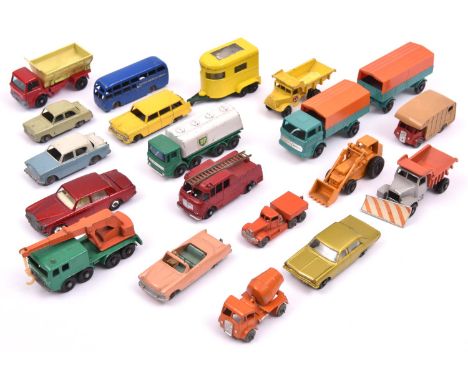 20 loose Matchbox Series including Rolls Royce Silver Shadow, Merryweather Fire Engine, Ford Zodiac, Ford Popular, Leyland BP