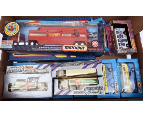 Matchbox Superkings 10x K-15 Bus, in mid blue/cream livery with 'Telegraph &amp; Argus' labels to sides.. 4x Convoy series ar