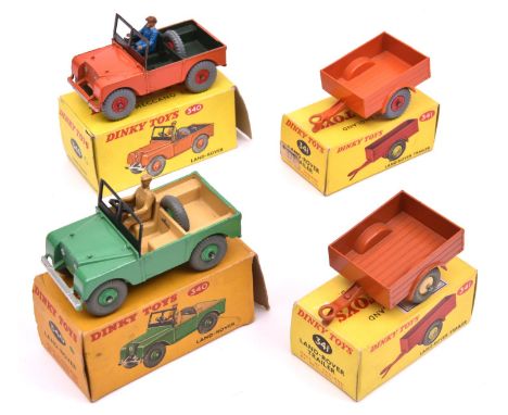 4 Dinky Toys. A Land Rover (340), a late example in orange with dark green interior, orange plastic wheels and blue plastic d