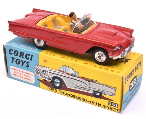 Corgi Toys Ford Thunderbird -Open Sports (215S). Example with sprung suspension, In the harder to find bright red with yellow