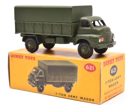 Dinky Toys Bedford 3-Ton Army Wagon (621). In olive green. Boxed. Vehicle Mint £40-60 