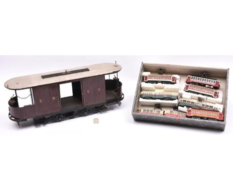 A 3.25 inch gauge EBTC 0-4-0 tram. A well constructed tramcar modelled primarily in wood with a hardboard chassis as No.3, an