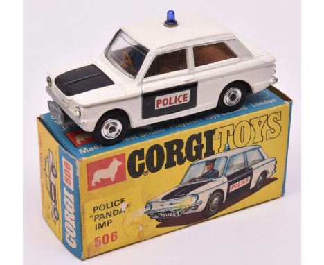 Corgi Toys POLICE Panda Imp (506). A Sunbeam Imp in white with black door panels and bonnet, POLICE on doors and light to roo