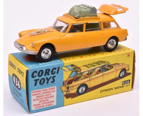 Corgi Toys Citroen Safari ID19 (436). An example in yellow with light brown interior, 'Wild Life Preservation' to bonnet, lug