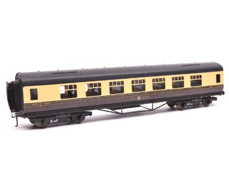 An O Gauge Exley K5 type GWR Full First corridor coach. 8888, in Chocolate and Cream livery. GC-VGC, non-original wheels, sli