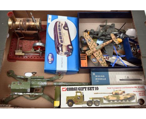 Approx 100 diecast vehicles and model soldiers by various makes. 10x Corgi commerical vehicles; Atkinson Open Pole Truck set,